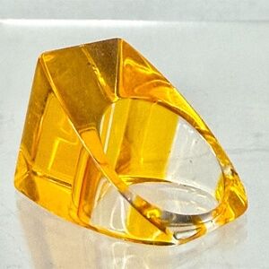 Retro Mod Design Acrylic Ring in Yellow Size 6 Women Accessories Jewelry